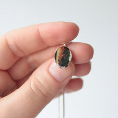 Encased 10 x 14mm Oval Bark Pendant on Silver