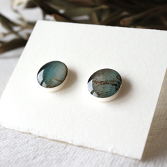 Encased Birch Bark Studs on Sterling Silver